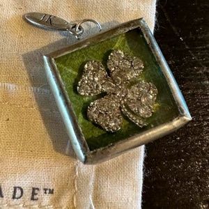 Jewel Kade jeweled/crystal 4 leaf clover shamrock charm / double sided